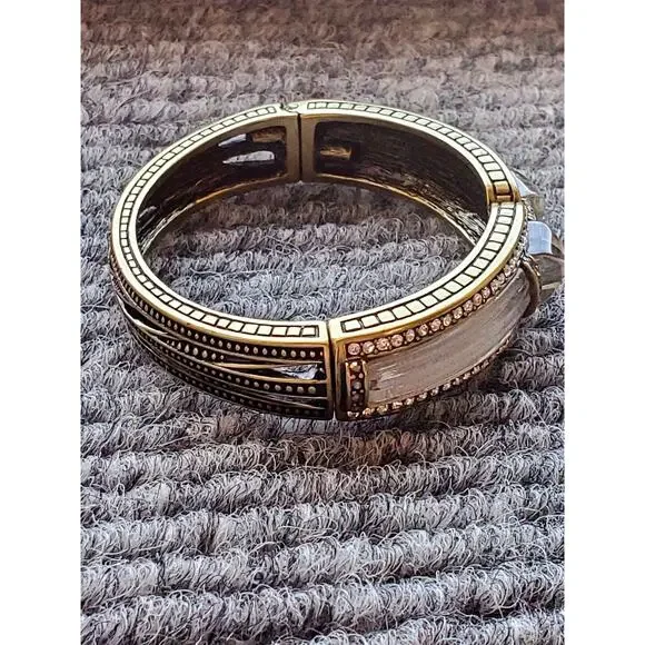 Heidi Daus White Crystal Deco Bangle Bracelet 7in M $250 - Picture 6 of 10